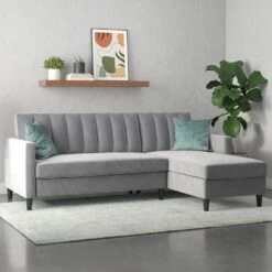 Celine - 3-zits Hoekslaapbank In Grijs Fluweel -LeenBakker Winkel af99c6128621490abcfa08d836d17105