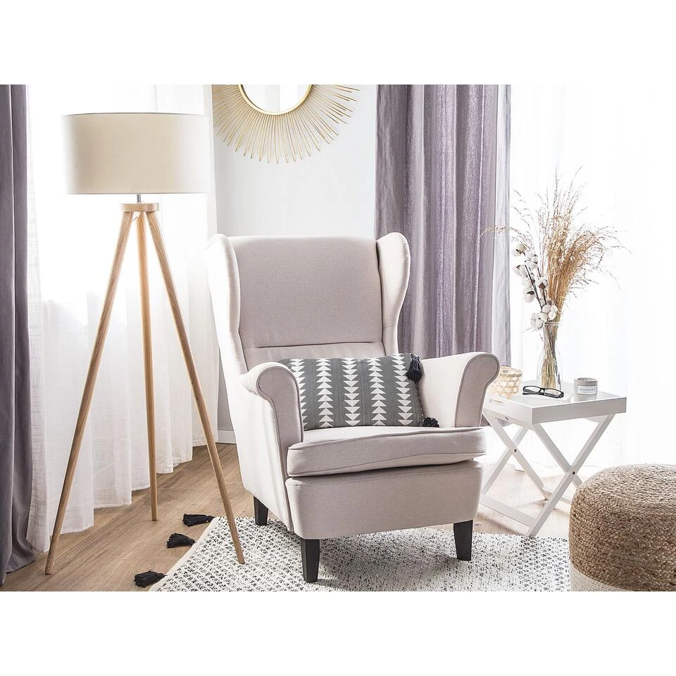 Beliani Oorfauteuil ABSON - Beige Polyester 4 Beliani Oorfauteuil ABSON - Beige Polyester - Afbeelding 2