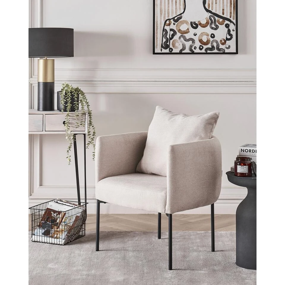 MALMOS - Fauteuil - Lichtbeige - Kunstlinnen 4 MALMOS - Fauteuil - Lichtbeige - Kunstlinnen - Afbeelding 2