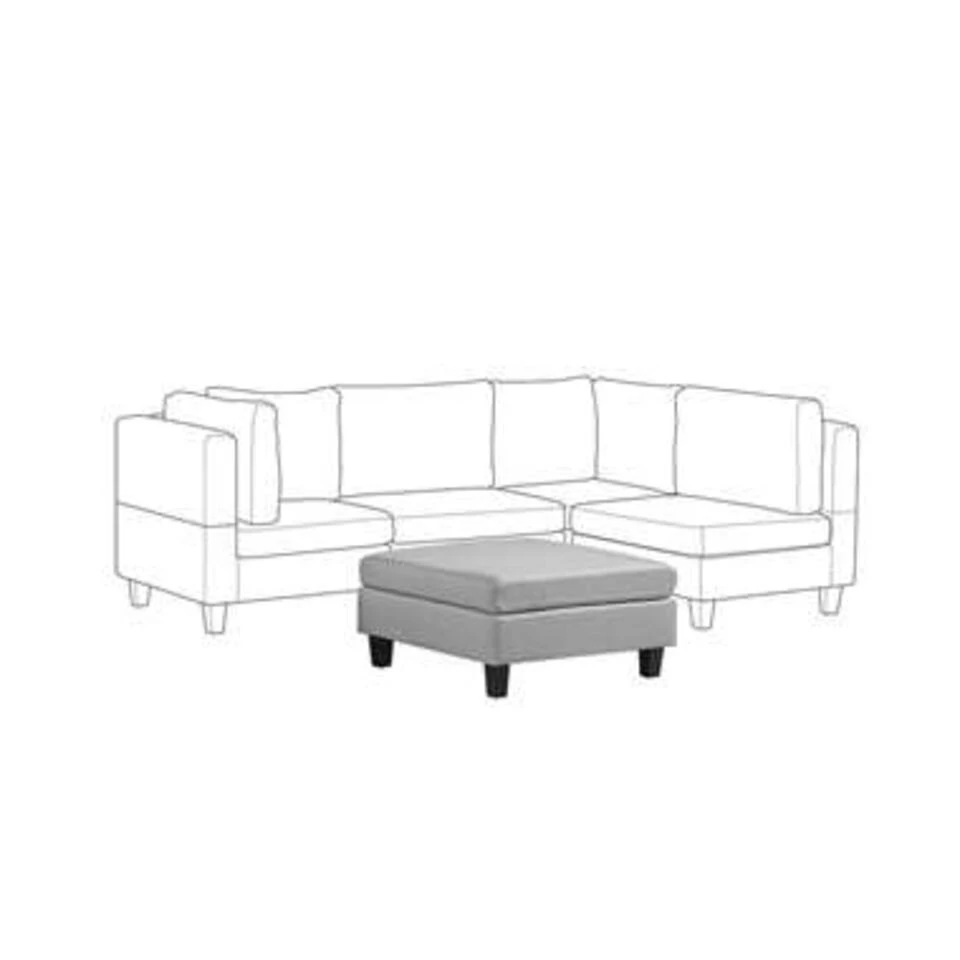 Beliani Ottomaan FEVIK - Grijs Polyester 5 Beliani Ottomaan FEVIK - Grijs Polyester - Afbeelding 3