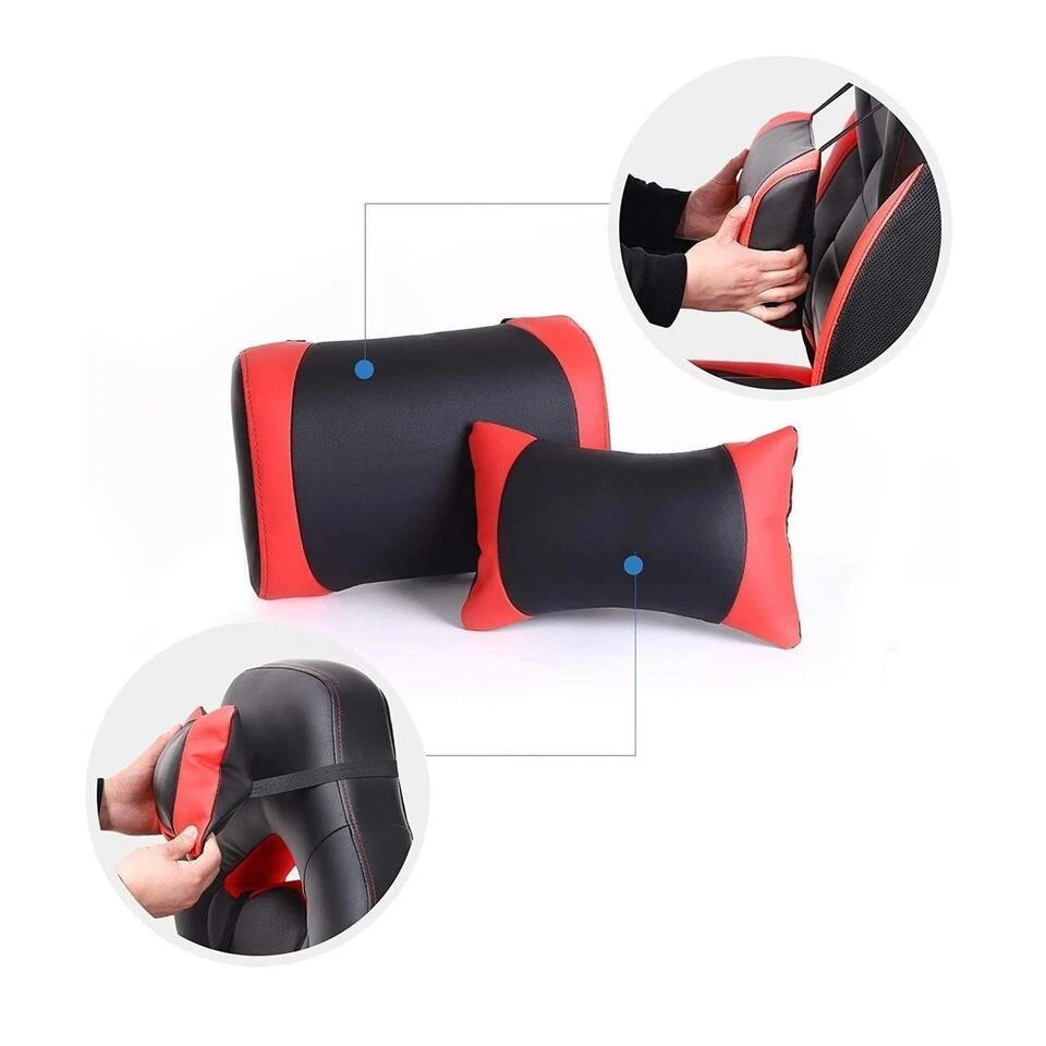 Luxe Gamestoel - Met Hoofdkussen - Kunstleer - Zwart & Rood 7 Luxe Gamestoel - Met Hoofdkussen - Kunstleer - Zwart & Rood - Afbeelding 5