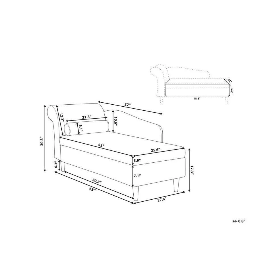 LUIRO - Chaise Longue - Zwart - Linkerzijde - Fluweel 15 LUIRO - Chaise Longue - Zwart - Linkerzijde - Fluweel - Afbeelding 13