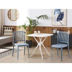 Beliani Tuinstoel SERSALE - Blauw Synthetisch Materiaal -LeenBakker Winkel b89d1d51c1db44b8b233d46650c2de91