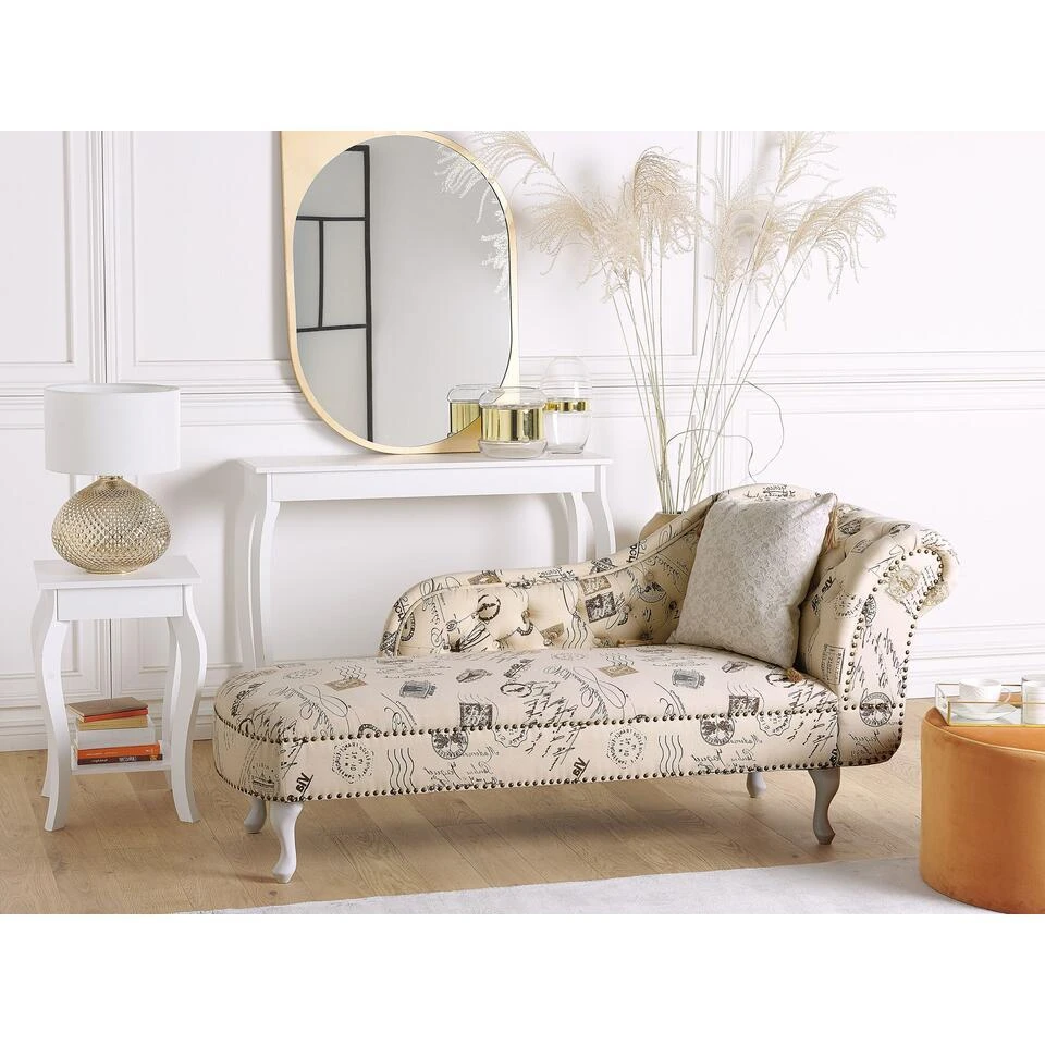 NIMES - Chaise Longue - Beige - Rechterzijde - Polyester 4 NIMES - Chaise Longue - Beige - Rechterzijde - Polyester - Afbeelding 2