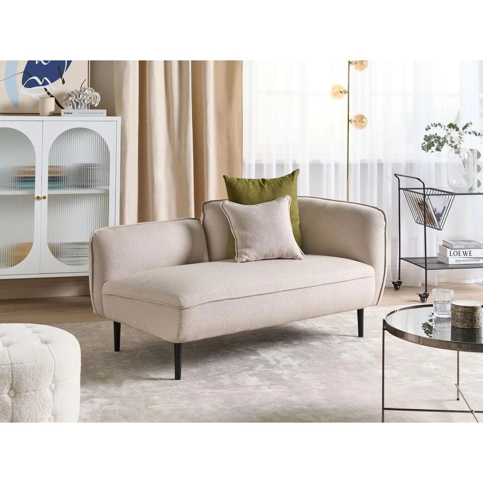 CHEVANNES - Chaise Longue - Beige - Polyester 4 CHEVANNES - Chaise Longue - Beige - Polyester - Afbeelding 2