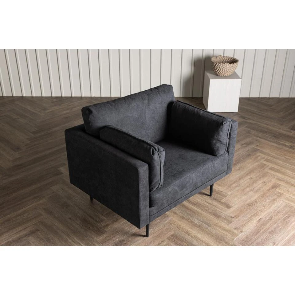 Svea - Kora Fauteuil - Linnen - Zwart 4 Svea - Kora Fauteuil - Linnen - Zwart - Afbeelding 2