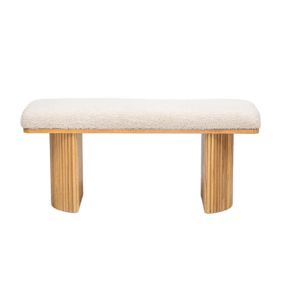 Bank Van Massief Hout En Witte Lussen 8 Bank Van Massief Hout En Witte Lussen - Afbeelding 6