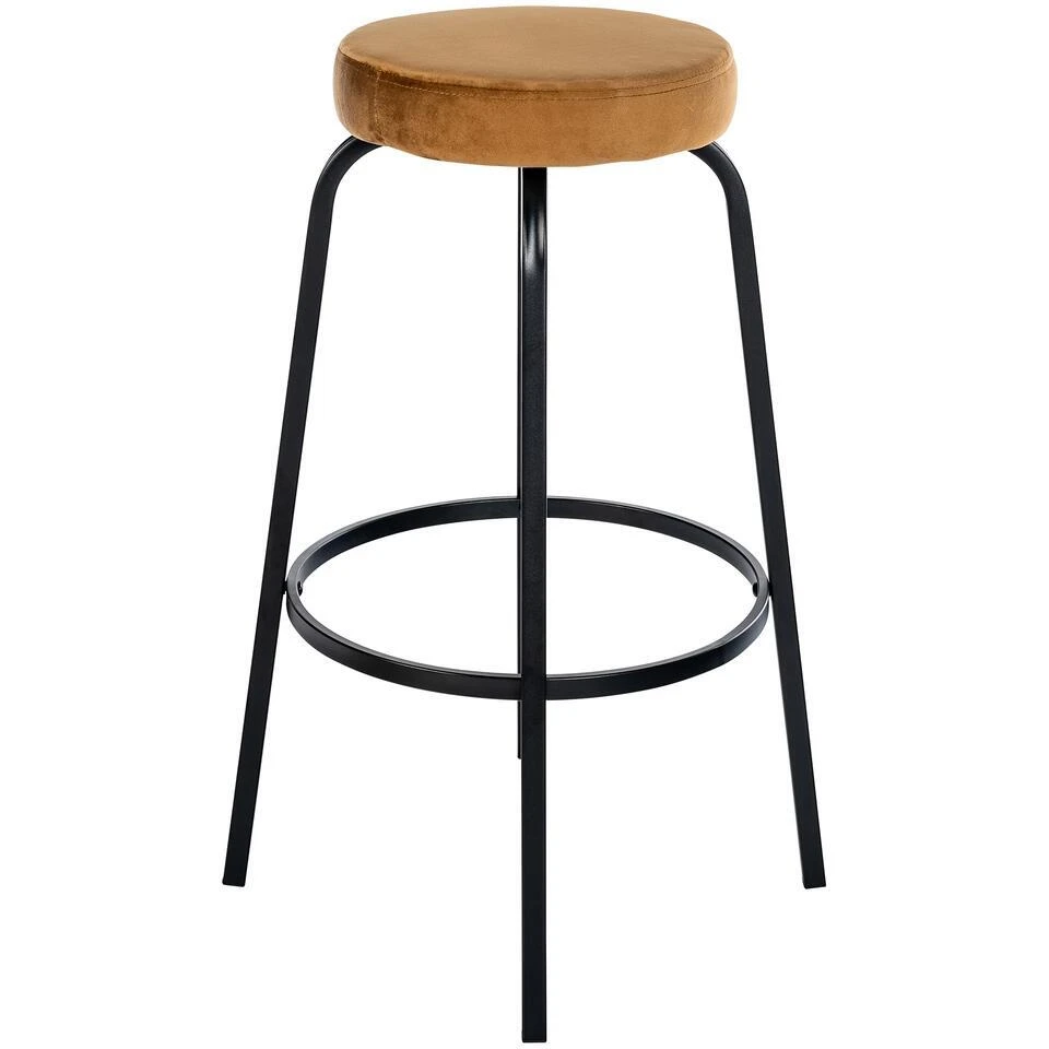 CLP Barkruk Kamari Mat Zwart Frame - Fluweel - Koffie 8 CLP Barkruk Kamari Mat Zwart Frame - Fluweel - Koffie - Afbeelding 6