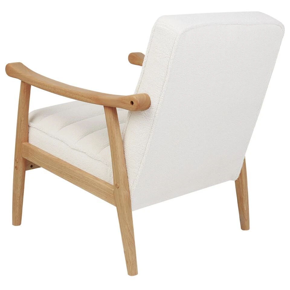 LEKNES - Fauteuil - Wit - Bouclé 9 LEKNES - Fauteuil - Wit - Bouclé - Afbeelding 7