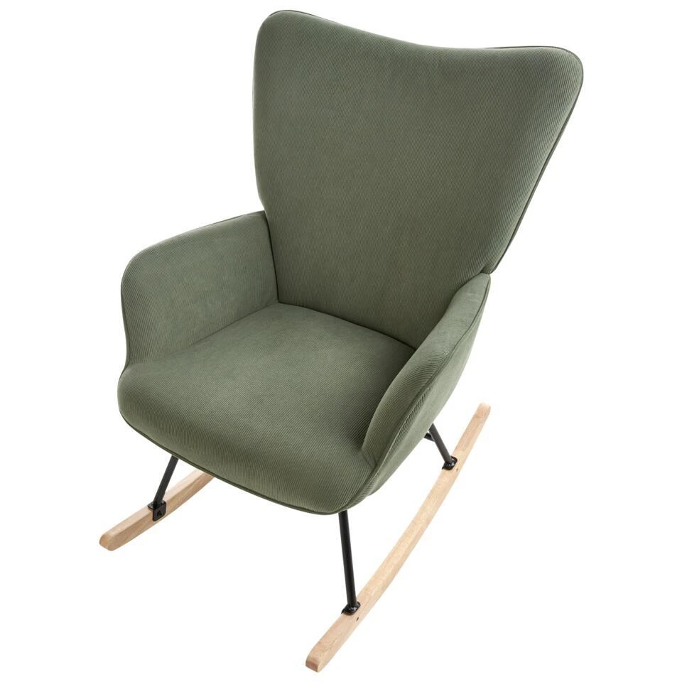 ARSET - Schommelstoel - Donkergroen - Bouclé 9 ARSET - Schommelstoel - Donkergroen - Bouclé - Afbeelding 7