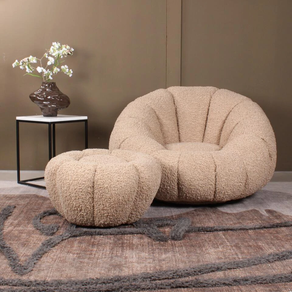 DS4U - Olivia Fauteuil Set Teddy - Beige 6 DS4U - Olivia Fauteuil Set Teddy - Beige - Afbeelding 4