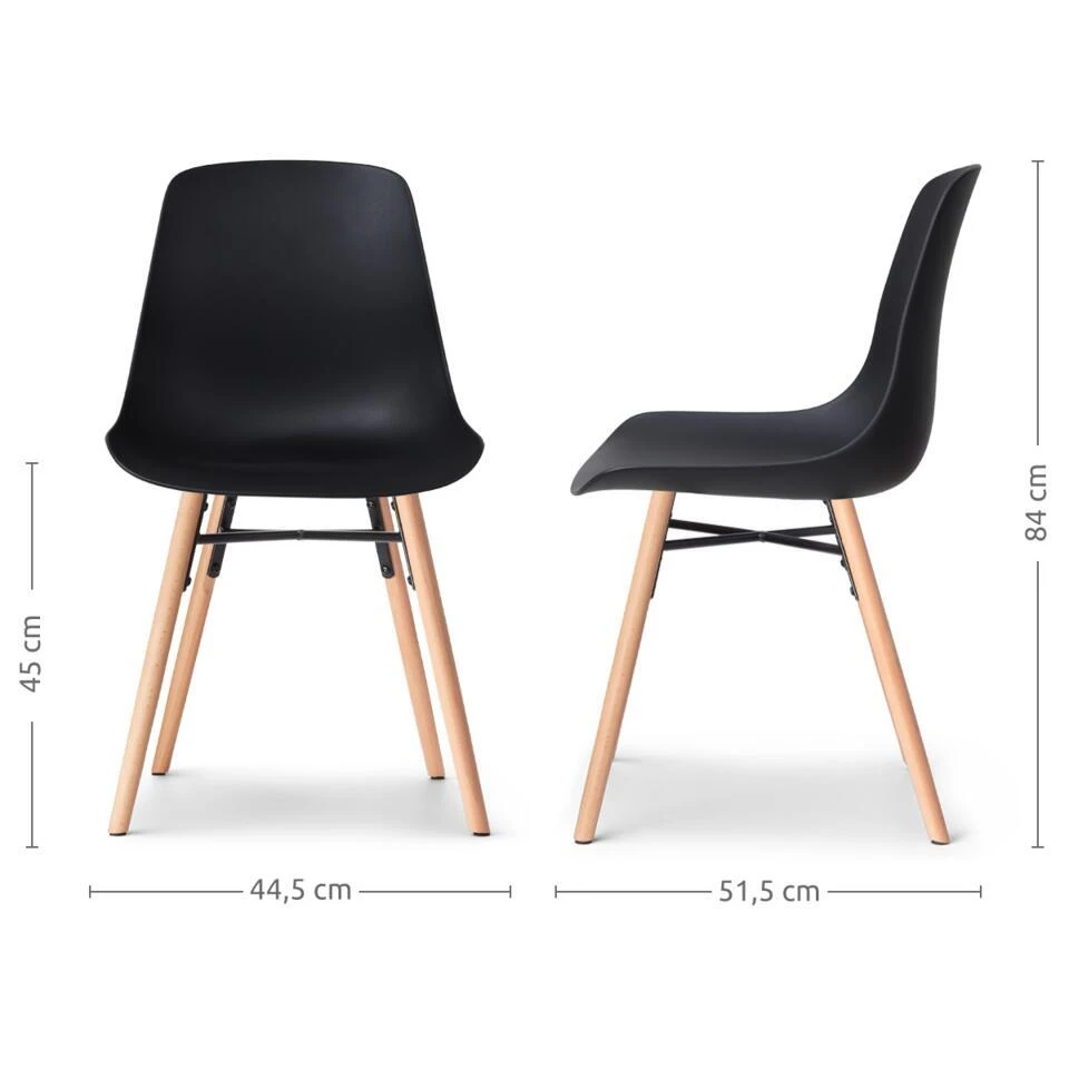 Nolon Nena-Pip Eetkamerstoel Zwart - Kunststof - Houten Poten 6 Nolon Nena-Pip Eetkamerstoel Zwart - Kunststof - Houten Poten - Afbeelding 4