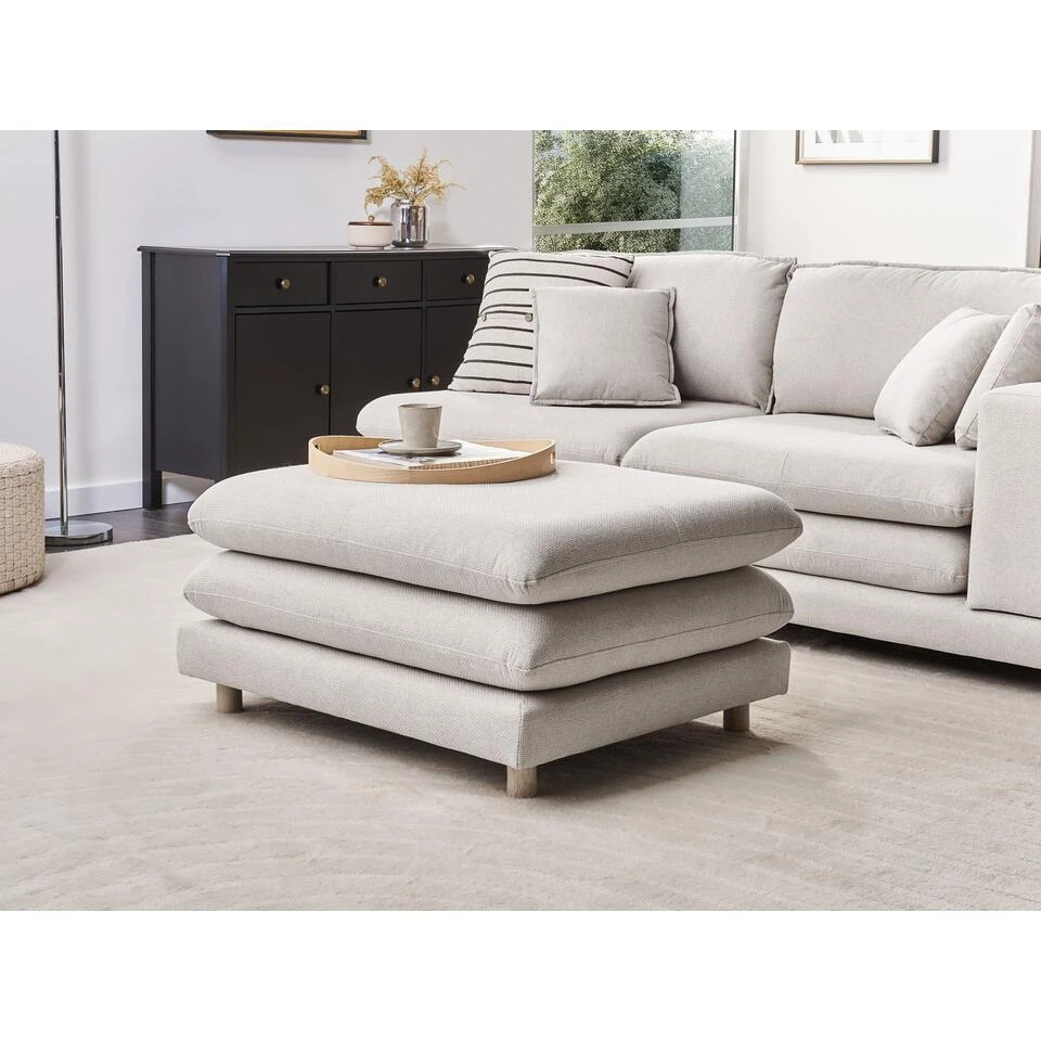 HEDEN - Ottomaan - Beige - Polyester 4 HEDEN - Ottomaan - Beige - Polyester - Afbeelding 2