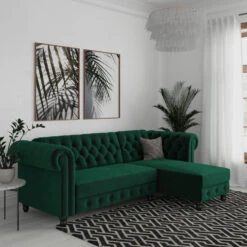 Felix - 3-zits Hoekslaapbank In Groen Fluweel -LeenBakker Winkel bf3d99e69cab46dd8d6a39b3985ae8d3