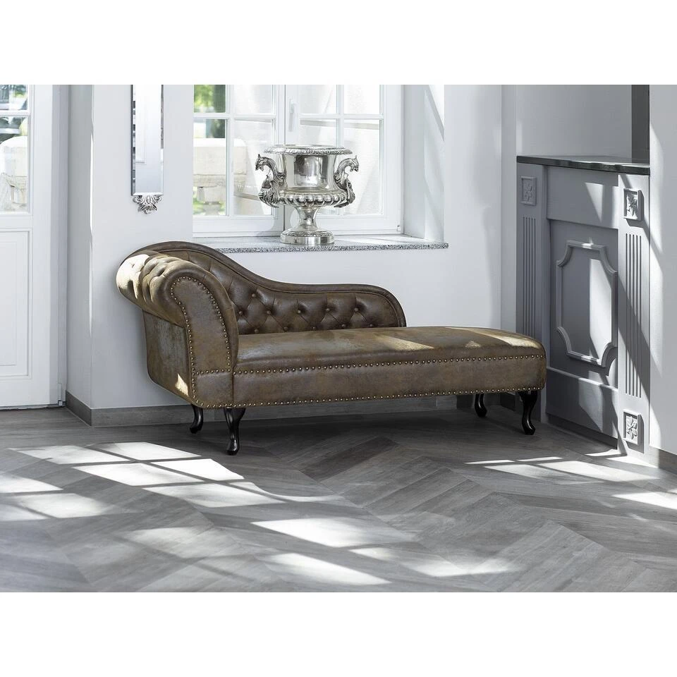 NIMES - Chaise Longue - Bruin - Linkerzijde - Kunstsuède 4 NIMES - Chaise Longue - Bruin - Linkerzijde - Kunstsuède - Afbeelding 2