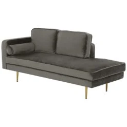 MIRAMAS - Chaise Longue - Grijs - Linkerzijde - Fluweel -LeenBakker Winkel c134bbc405794d65821262a61bb1ad7d