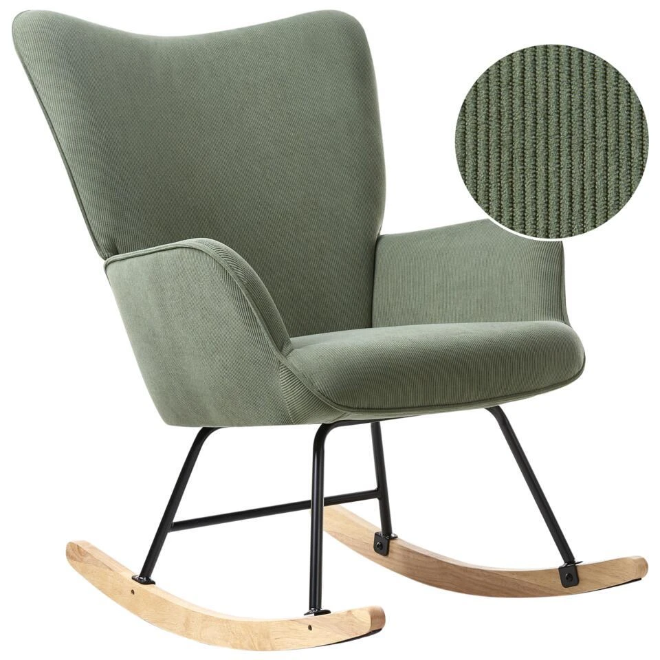 ARSET - Schommelstoel - Donkergroen - Bouclé 5 ARSET - Schommelstoel - Donkergroen - Bouclé - Afbeelding 3