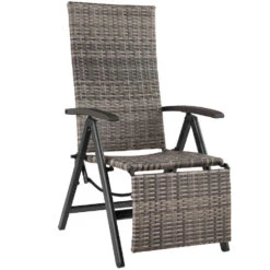Tectake Wicker Tuinstoel Opklapbaar Met Aluminium Frame En Voetsteun, Grijs -LeenBakker Winkel c2ea2ce649c1484aa9c9f350e8d99e1b