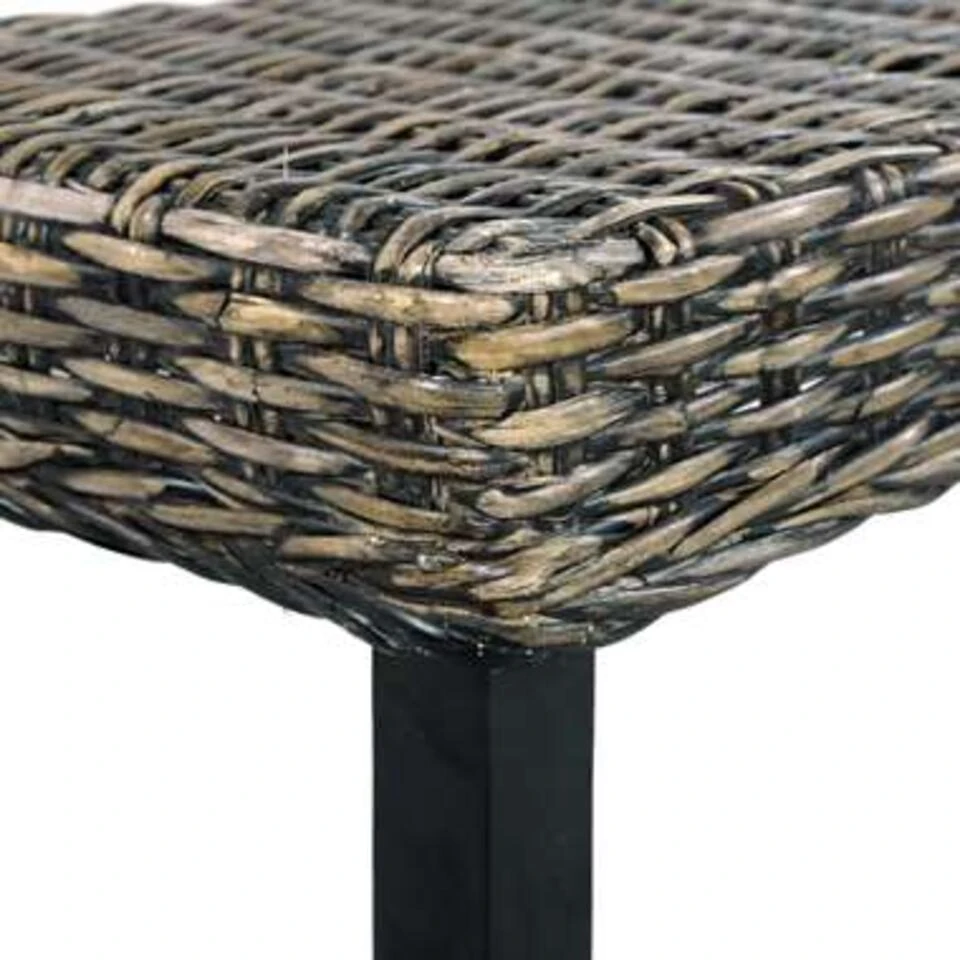 VidaXL Bankje 110 Cm Natuurlijk Kubu Rattan En Massief Mangohout Zwart 6 VidaXL Bankje 110 Cm Natuurlijk Kubu Rattan En Massief Mangohout Zwart - Afbeelding 4