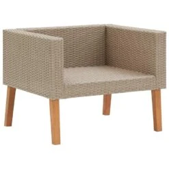 VidaXL Tuinbank Eenzits Met Kussens Poly Rattan Beige -LeenBakker Winkel c41cb684bbf04774ac2e2b8b6728155c
