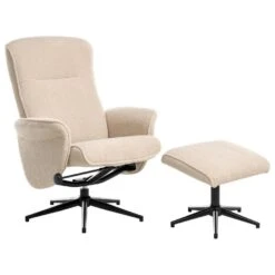 JAPET - Relaxfauteuil Met Voetenbank - Beige - Bouclé -LeenBakker Winkel c534127d535048f1a0706b497e6afd58