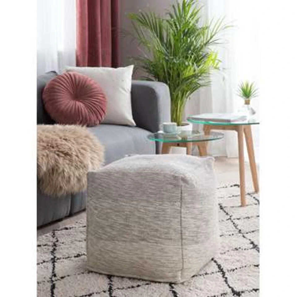 HIRRI - Poef - Lichtgrijs - Katoen 5 HIRRI - Poef - Lichtgrijs - Katoen - Afbeelding 3