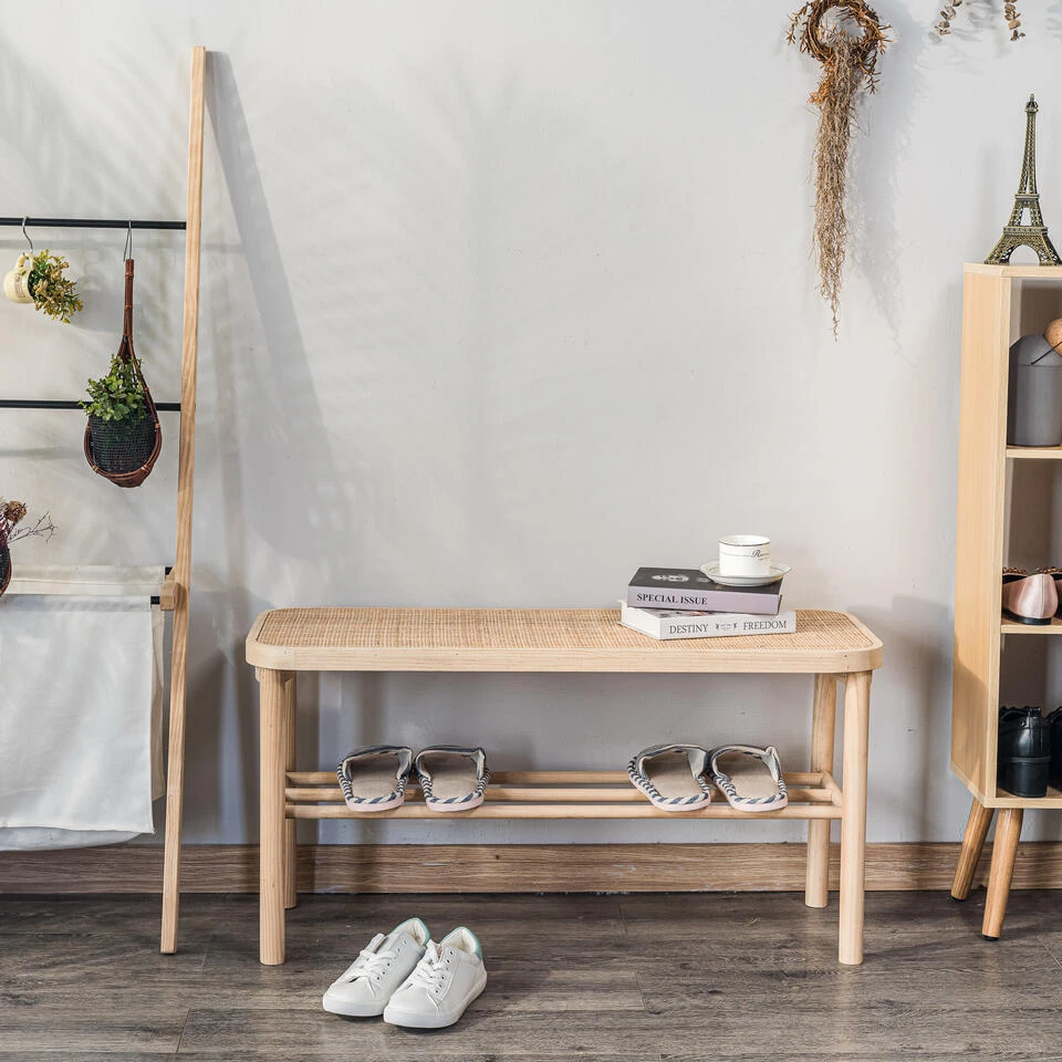 Bank Met Opbergruimte Van Massief Grenen En Rotan 5 Bank Met Opbergruimte Van Massief Grenen En Rotan - Afbeelding 3