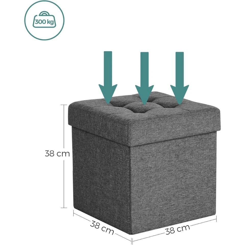 Parya Home - Grijze Poef - Hocker - Donkergrijs 7 Parya Home - Grijze Poef - Hocker - Donkergrijs - Afbeelding 5