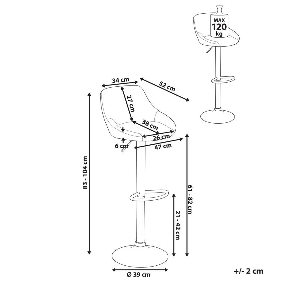 MEDULIN - Barkruk Set Van 2 - Lichtgrijs - Stoffen 6 MEDULIN - Barkruk Set Van 2 - Lichtgrijs - Stoffen - Afbeelding 4