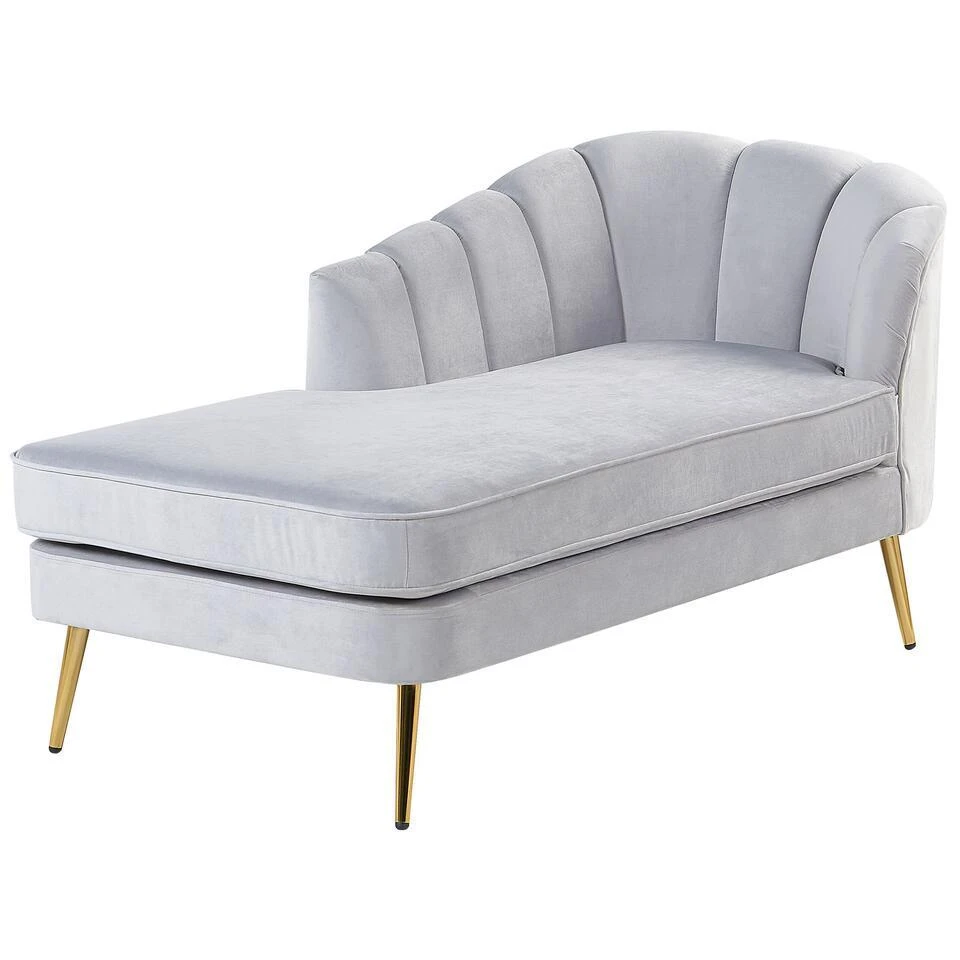 ALLIER - Chaise Longue - Grijs - Rechterzijde - Fluweel 6 ALLIER - Chaise Longue - Grijs - Rechterzijde - Fluweel - Afbeelding 4