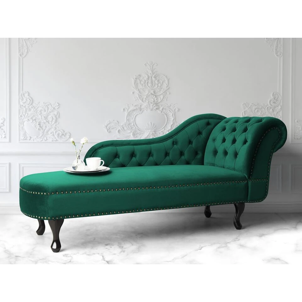 NIMES - Chaise Longue - Groen - Rechterzijde - Fluweel 4 NIMES - Chaise Longue - Groen - Rechterzijde - Fluweel - Afbeelding 2