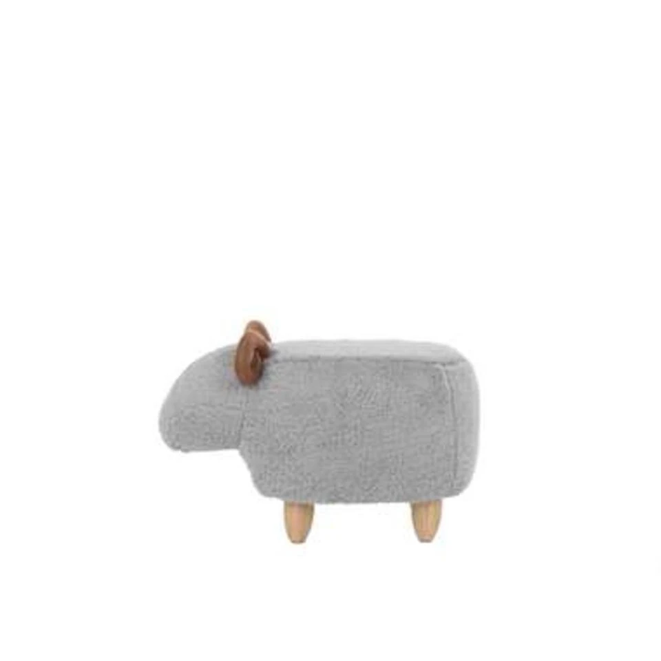 Beliani Hocker LAMB - Grijs Polyester 5 Beliani Hocker LAMB - Grijs Polyester - Afbeelding 3