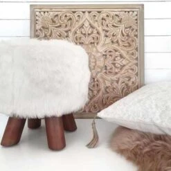 Beliani Hocker IOWA - Wit Polyester -LeenBakker Winkel cae2f08a5dcd4f56af475931a4d1ba17