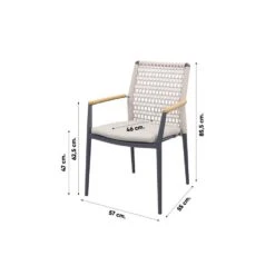 VDG Lumino Stapelbare Dining Tuinstoel - Light Rope / Teak Arm -LeenBakker Winkel cb7652071b104138b4011ef4c60b0a02