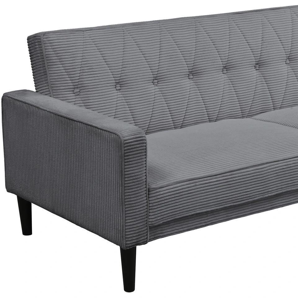 Avon - Slaapbank 3-zits In Grijze Ribstof 10 Avon - Slaapbank 3-zits In Grijze Ribstof - Afbeelding 8