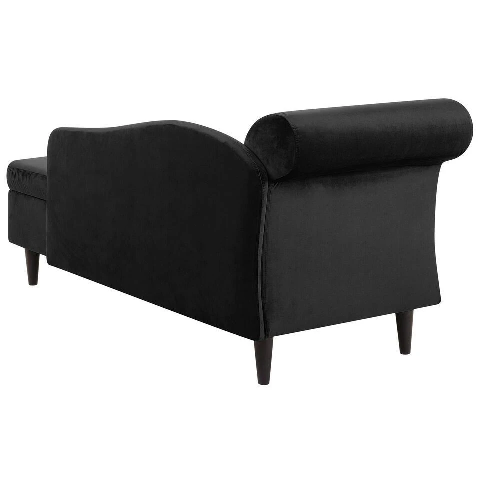 LUIRO - Chaise Longue - Zwart - Linkerzijde - Fluweel 8 LUIRO - Chaise Longue - Zwart - Linkerzijde - Fluweel - Afbeelding 6