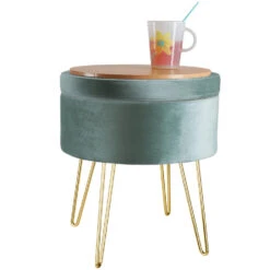 Tectake Hocker Ava Gestoffeerd In Fluweellook 300kg Met Opbergruimte, Turkoois -LeenBakker Winkel ccd3f150a16d4c77ab76cb6f482c33a5