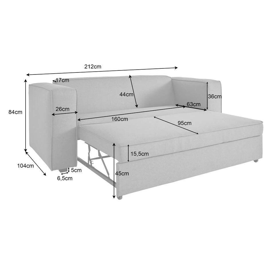 Asmund - Slaapbank 2-zits In Antraciet Linnenoptik 10 Asmund - Slaapbank 2-zits In Antraciet Linnenoptik - Afbeelding 8