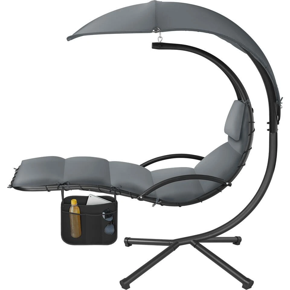 Tectake Hangstoel Elaria Met Zonnedak En Zijvak, Grijs 7 Tectake Hangstoel Elaria Met Zonnedak En Zijvak, Grijs - Afbeelding 5