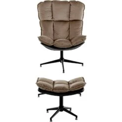 Pilou - Fauteuil Met Hocker In Fluweel In Taupe -LeenBakker Winkel cdd4fe0add2d4c6daab8909ebc9eed17