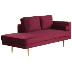 MIRAMAS - Chaise Longue - Rood - Rechterzijde - Fluweel -LeenBakker Winkel cecc1ca4138c4e8589d18487847d311f