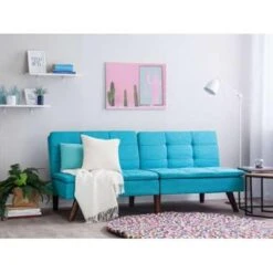 Beliani Driezitsbank - RONNE Blauw Polyester -LeenBakker Winkel cf5828eb230641ae91abe39fb8986cc9