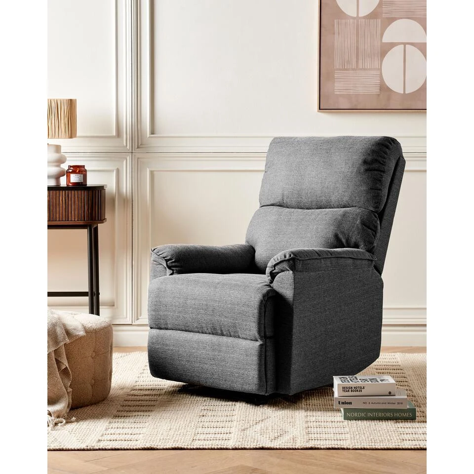 EVERTON - TV-fauteuil - Grijs - Polyester 4 EVERTON - TV-fauteuil - Grijs - Polyester - Afbeelding 2