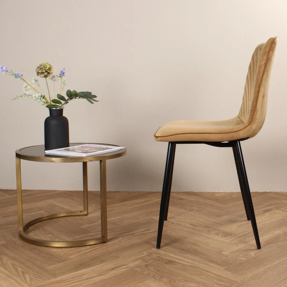 DS4U - Gaby Eetkamerstoel Velvet Goud 6 DS4U - Gaby Eetkamerstoel Velvet Goud - Afbeelding 4