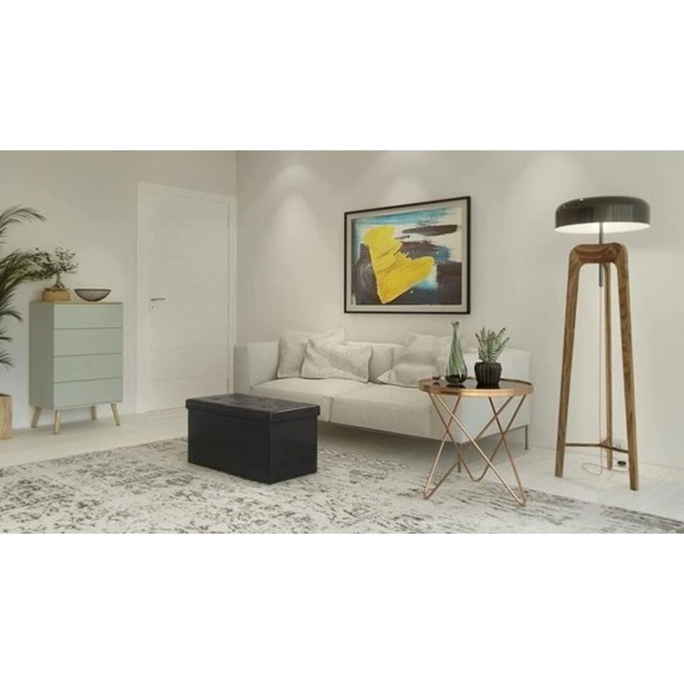 Zitpoef, Zitbank Met Opbergruimte, Opvouwbaar, Zwart 9 Zitpoef, Zitbank Met Opbergruimte, Opvouwbaar, Zwart - Afbeelding 7