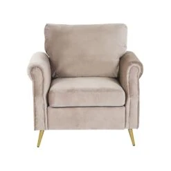 Beliani Fauteuil VIETAS - Beige Fluweel -LeenBakker Winkel d09d89ba9b164aad9c7bb161ceca3f31