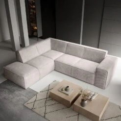 Meubella - Hoekbank Monet - Beige - Ribstof - Links -LeenBakker Winkel d16d29266d82416ab110c28b0df0b6f7