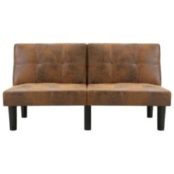 VidaXL Tweezitsbank Kunstsuède Bruin -LeenBakker Winkel d1884241ece14387866e0ed1e57195a6