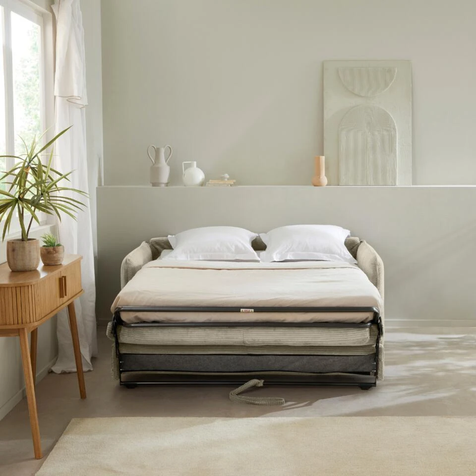 CALICOSY - Slaapbank MIRA - Ecru - 90x185x104 Cm 5 CALICOSY - Slaapbank MIRA - Ecru - 90x185x104 Cm - Afbeelding 3