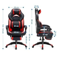 Luxe Gamestoel - Met Hoofdkussen - Kunstleer - Zwart & Rood 12 Luxe Gamestoel - Met Hoofdkussen - Kunstleer - Zwart & Rood -LeenBakker Winkel d2f100f9334e4fd7bec3c43143059ac0